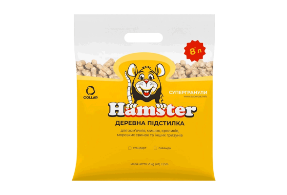 Наповнювач для гризунів SuperCat Hamster стандарт Деревний поглинаючий 2 кг (3.4 л)