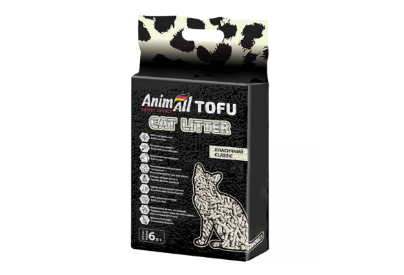 AnimAll Tofu Cоєвий Наповнювач для котячого туалету, без аромату, 2,6 кг (6 л)
