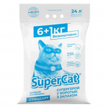 Наповнювач для котячого туалету SuperCat СТАНДАРТ Деревний поглинаючий 6+1 кг (12 л)