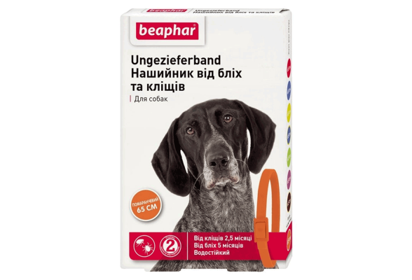 Нашийник для собак Beaphar 65 см (від зовнішніх паразитів, колір: помаранчевий)