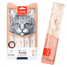 Wanpy Creamy Lickable Treats Рідкі ласощі для котів, х тунцем та лососем, 70 г