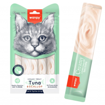 Wanpy Creamy Lickable Treats Рідкі ласощі для котів, з тунцем та морським окунем, 70 г