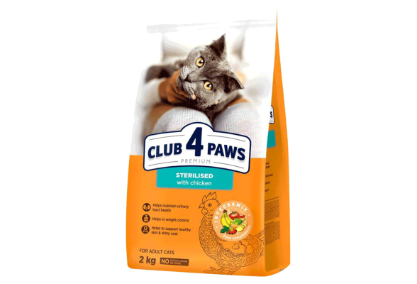 Club 4 Paws Premium Sterilised Сухий корм для стерилізованих котів, з куркою, 2 кг