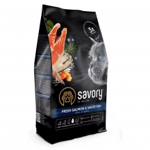 Savory Сухой корм для длинношерстных кошек, с лососем, 400 г
