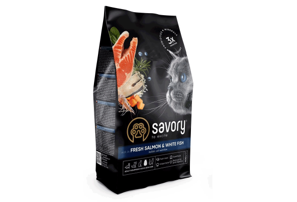 Сухий корм для довгошерстих котів Savory 400 г (лосось)