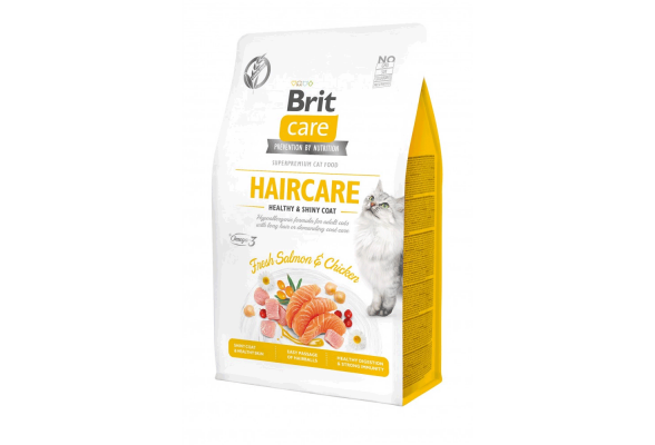 Сухий корм для котів Brit Care Cat GF Haircare Healthy & Shiny Coat 400 г (курка і лосось)