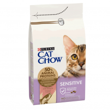 Cat Chow Sensitive Сухий корм для котів з чутливим травленням, з лососем, 1,5 кг 