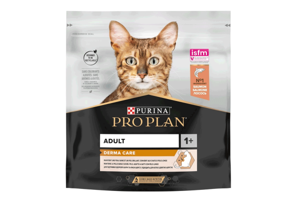 Purina Pro Plan Derma Care Сухий корм для котів, шерсть яких вимагає додаткового догляду, з лососем, 400 г