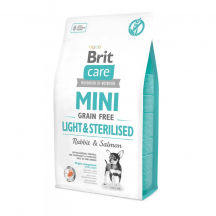 Brit Care GF Light & Sterilised Сухий корм для стерилізованих собак мініатюрних порід, з кроликом та лососем, 2 кг