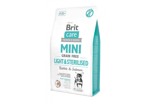 Brit Care GF Light & Sterilised Сухий корм для стерилізованих собак мініатюрних порід, з кроликом та лососем, 2 кг