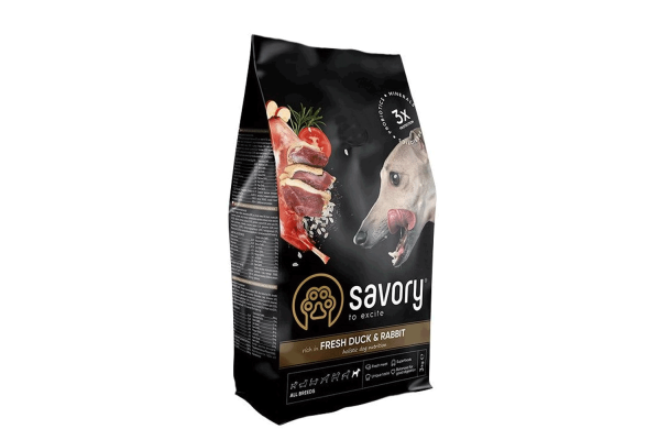 Savory Сухой корм для собак всех пород, кролик и утка, 3 кг