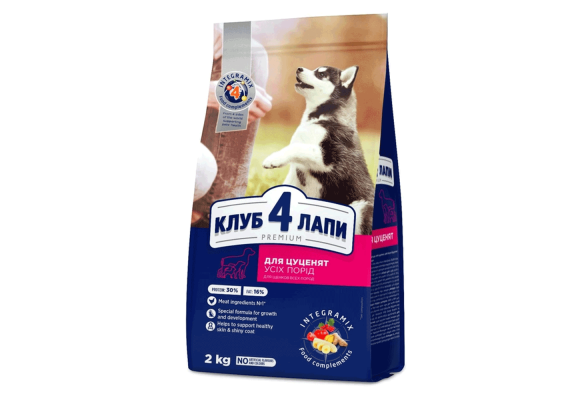 Club 4 Paws Premium Puppies Сухий корм для цуценят всіх порід, з куркою, 2 кг