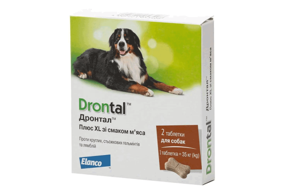 Таблетки для собак Drontal Plus XL Elanco Bayer на 35 кг 1 табл