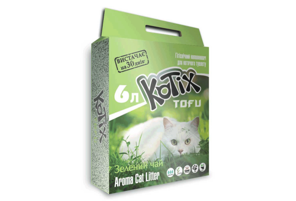 Наповнювач для котячого туалету Kotix Тофу Green tea Соєвий комкуючий 2.55 кг (6 л)