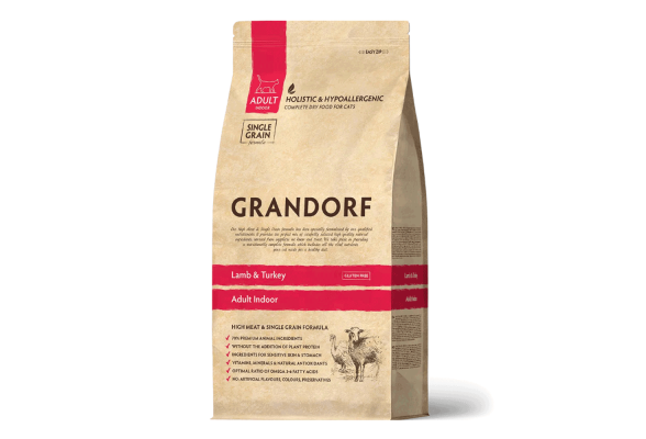 Grandorf Indoor Сухий корм для котів, з ягням та індичкою, 400 г