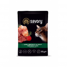 Вологий корм для котів Savory  85 г (ягня з буряком у соусі)