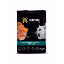 Вологий корм для кошенят Savory 85 г (лосось та морква)