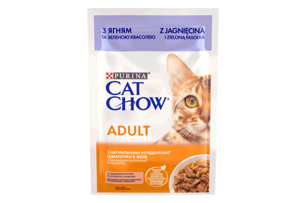 Вологий корм для котів Cat Chow Adult 85 г (ягня та квасоля)