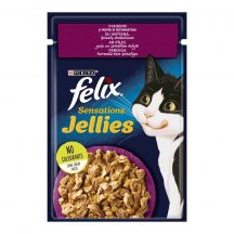 Вологий корм для котів Felix Sensations Jellies 85 г  (качка та шпинат)