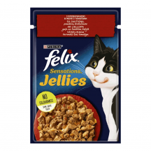 Вологий корм для котів Felix Sensations Jellies 85 г  (яловичина та томати)