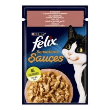 Вологий корм для котів Felix Sensations Sauces 85 г  (лосось та креветки)