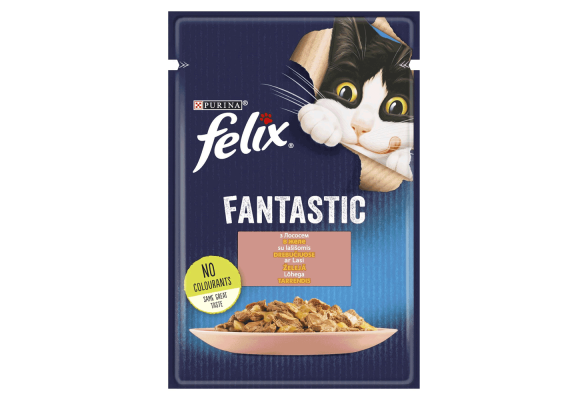 Вологий корм для котів Purina Felix Fantastic із лососем у желе 85 г