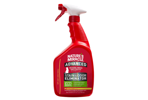 Спрей-знищувач Nature's Miracle «Advanced Stain and Odor Eliminator. Sunny Lemon Scent» для видалення плям і запахів від котів 946 мл