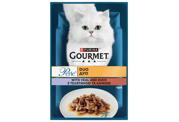 Вологий корм для кішок Purina Gourmet Perle Duo з телятиною та качкою 85 г