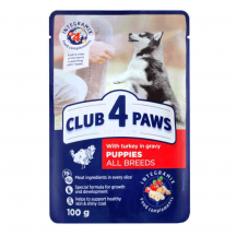 Вологий корм CLUB 4 PAWS для цуценят з індичкою в соусі 0.1 кг