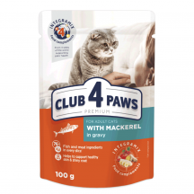 Вологий корм для кішок Club 4 Paws у соусі з макрелью 100 г