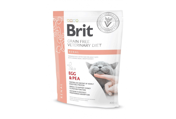 Сухий корм для котів, при захворюваннях нирок Brit GF Veterinary Diet Renal 400 г - яйце