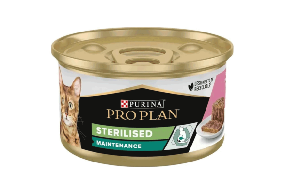 Purina Pro Plan Sterilised Вологий корм для стерилізованих котів шматочки в паштеті  85 г (тунець та лосось)