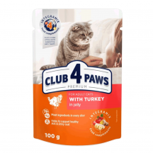 Влажный корм для кошек Club 4 Paws в желе с индейкой 100 г