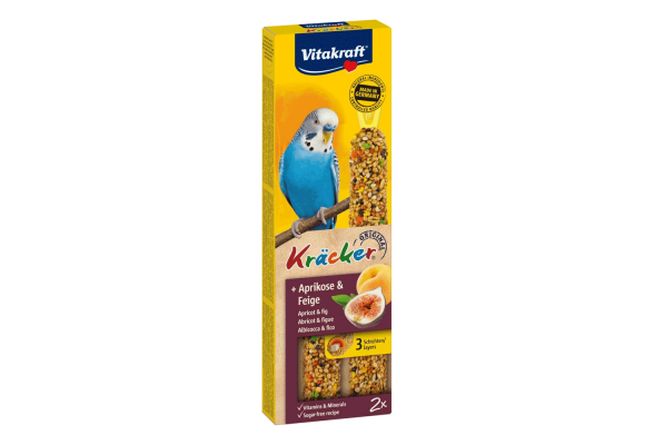 Ласощі для хвилястих папуг Vitakraft «Kracker Original + Apricot & Fig» 60 г / 2 шт. (абрикос та рис)