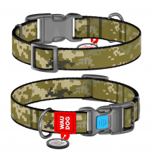 Нашийник для собак нейлоновий з QR паспортом WAUDOG  Мілітарі S 25-35 см/15 мм