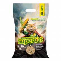 Кукурудзяний наповнювач SuperCat комкуючий для котячих туалетів, 2,5 кг