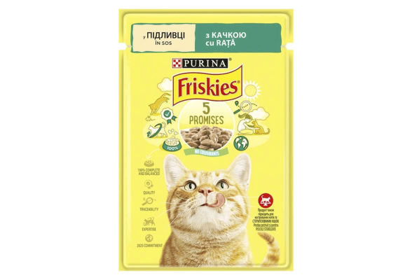 Вологий корм пауч для котів Friskies pouch, 85г (качка)