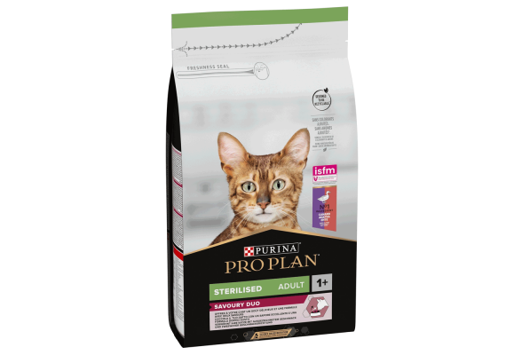 Сухий корм для стерилізованих котів Purina Pro Plan Sterilised 1+ 1.5 кг (качка та печінка)