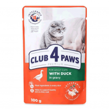 Вологий корм для котів Club 4 Paws 100 г (качка в соусі )