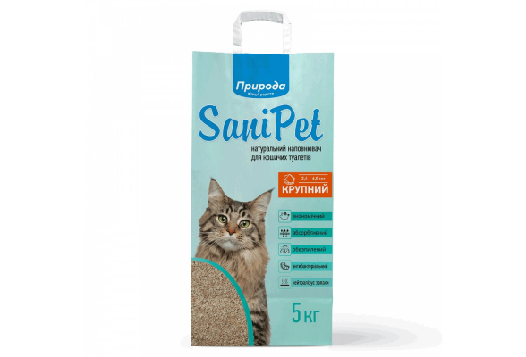 Наповнювач бентонітовий SANI PET велика гранула 5кг NEW