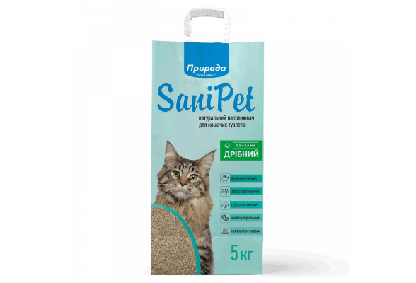 Наповнювач бентонітовий SANI PET дрібна гранула 5кг NEW