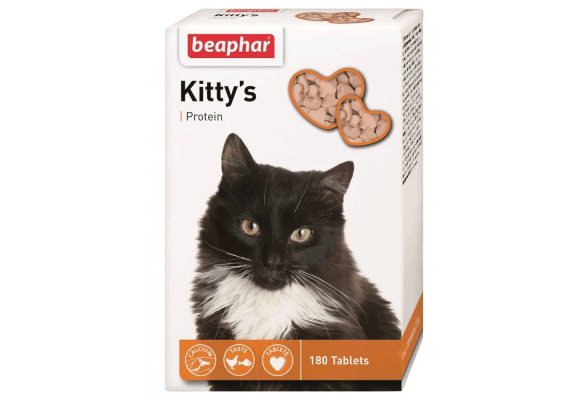 Кормова добавка Beaphar Kittys +Protein з протеїном для кішок 180 таб