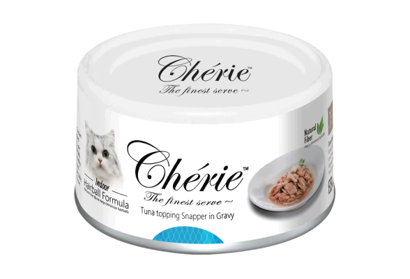 Cherie Hairball Control Вологий корм для котів зі шматочками тунця та луціану в соусі, 80 г