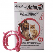 AnimAll VetLine Нашийник протипаразитарний для котів і собак 35 см, кораловий