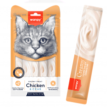 Wanpy Creamy Lickable Treats Рідкі ласощі для котів, з куркою та крабом, 70 г