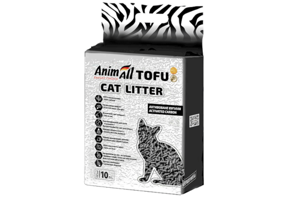 AnimAll Tofu Carbon Соєвий наповнювач для котів, з активованим вугіллям, 10 літрів (4.66 кг)