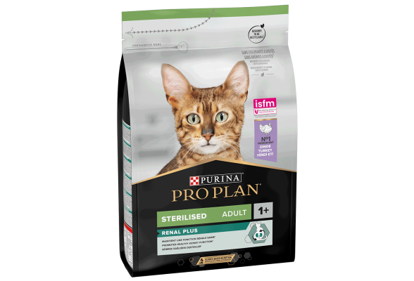 Pro Plan Sterilised Adult 1+ Renal Plus Сухий корм для стерилізованих котів, з індичкою, 3 кг
