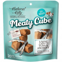 Natural Kitty Ласощі для котів та собак у вигляді кубиків, тунець та анчоуси, 60 г