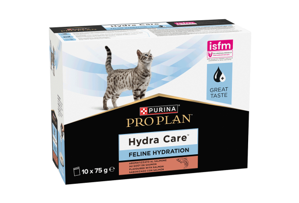 Pro Plan Hydra Care Вологий корм для дорослих котів для збільшення споживання рідини, з лососем, 10х75 г