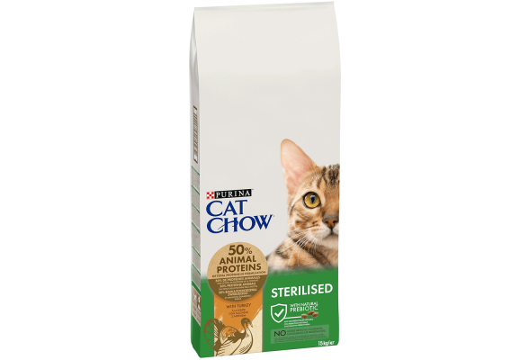 Cat Chow Sterilized Сухий корм для стерилізованих котів, з індичкою, 15 кг